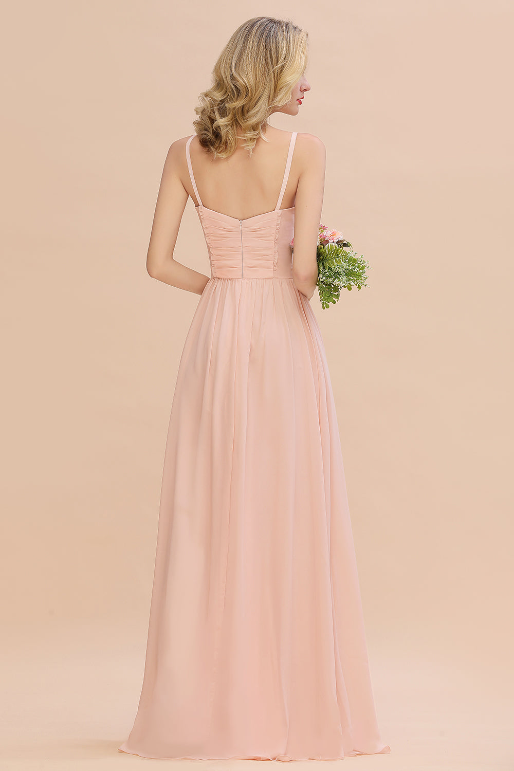 open lace back dress Blush Pink Tulle Midi Mismatched Bridesmaid Dress Blush Pink / US 10 / A