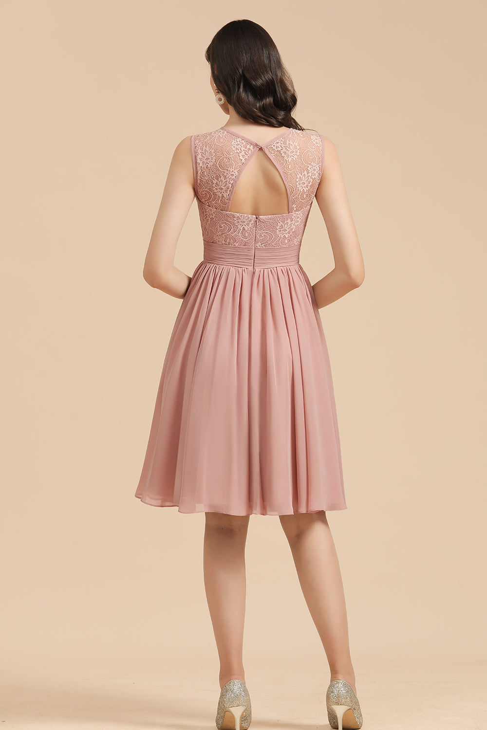 simple short bridesmaid dresses Cicinia Simple Plus Size Emulation Silk Short Bridesmaid Dresses, Blush main image 1