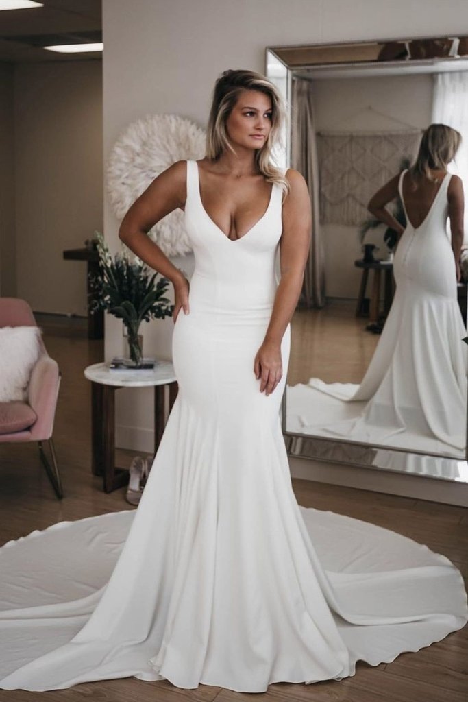 chinese dress ladies Simple Mermaid Wedding Dress Off The Shoulder