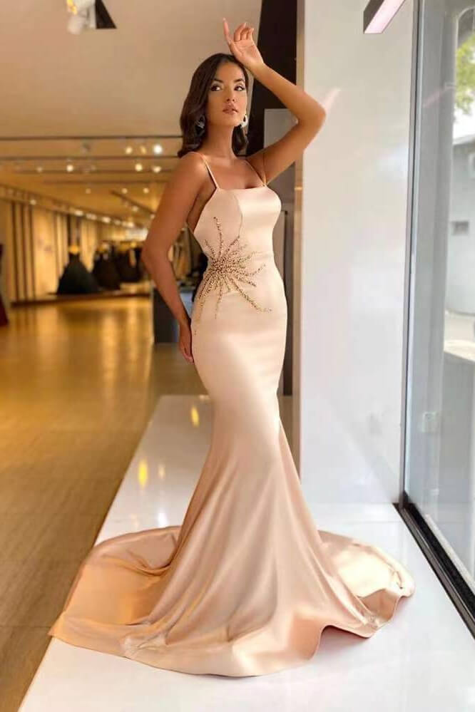 strapless beaded mermaid prom dress Mermaid Strapless Spaghetti Strap Long Beaded Mermaid Prom Dress