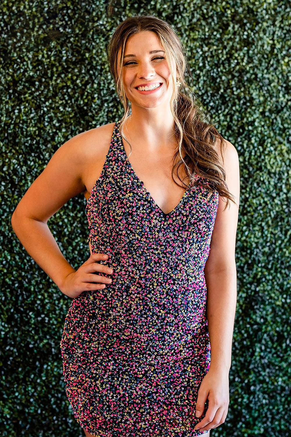 dark purple homecoming dress short Sparkly Sequined Backless Tight – BIZTUNNEL school events Color:Custom Color-B Burnished Gold Velvet Bridesmaid denim color