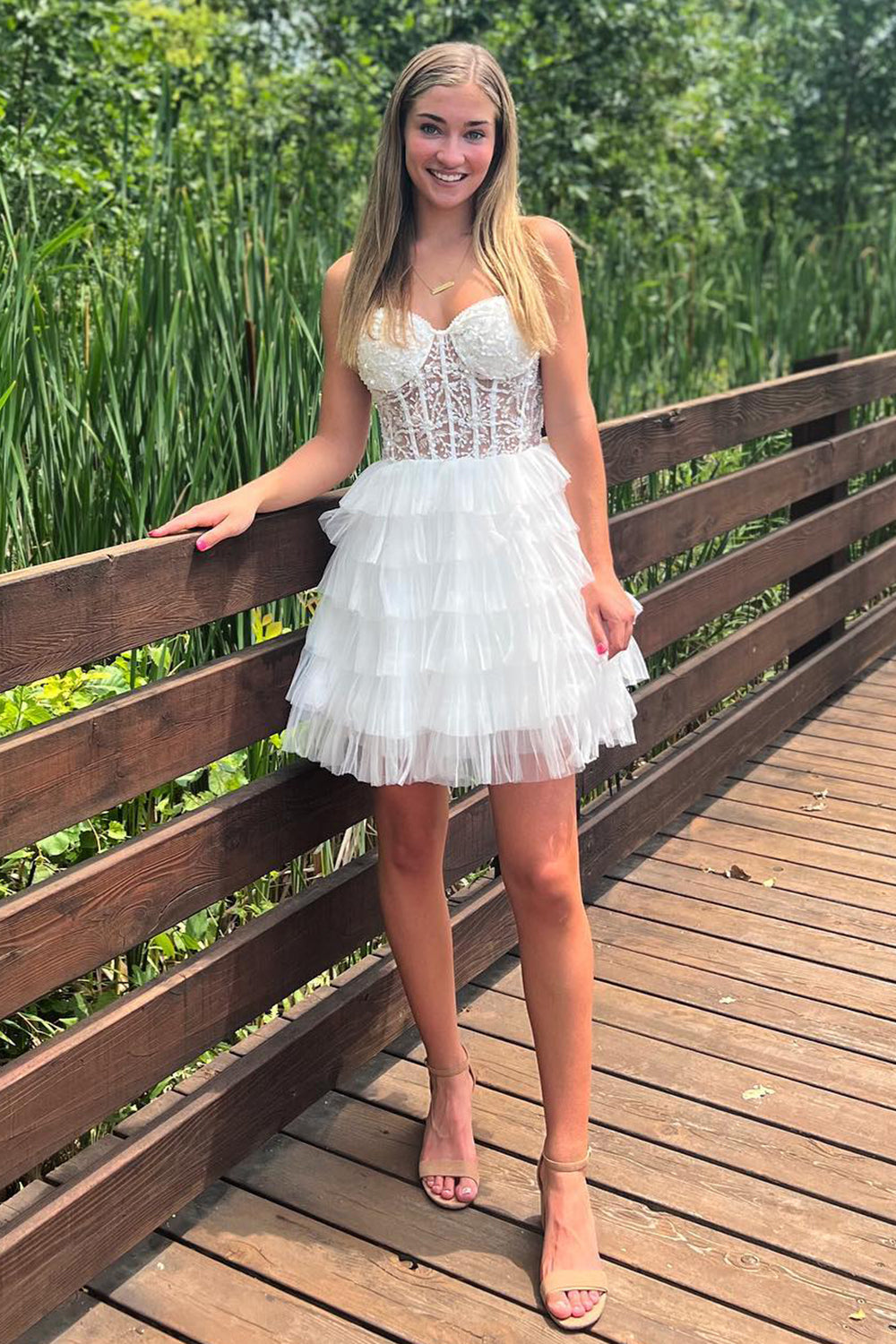 sparkly white homecoming dresses A-Line One-Shoulder Short White Homecoming Dress White/Nude / 16