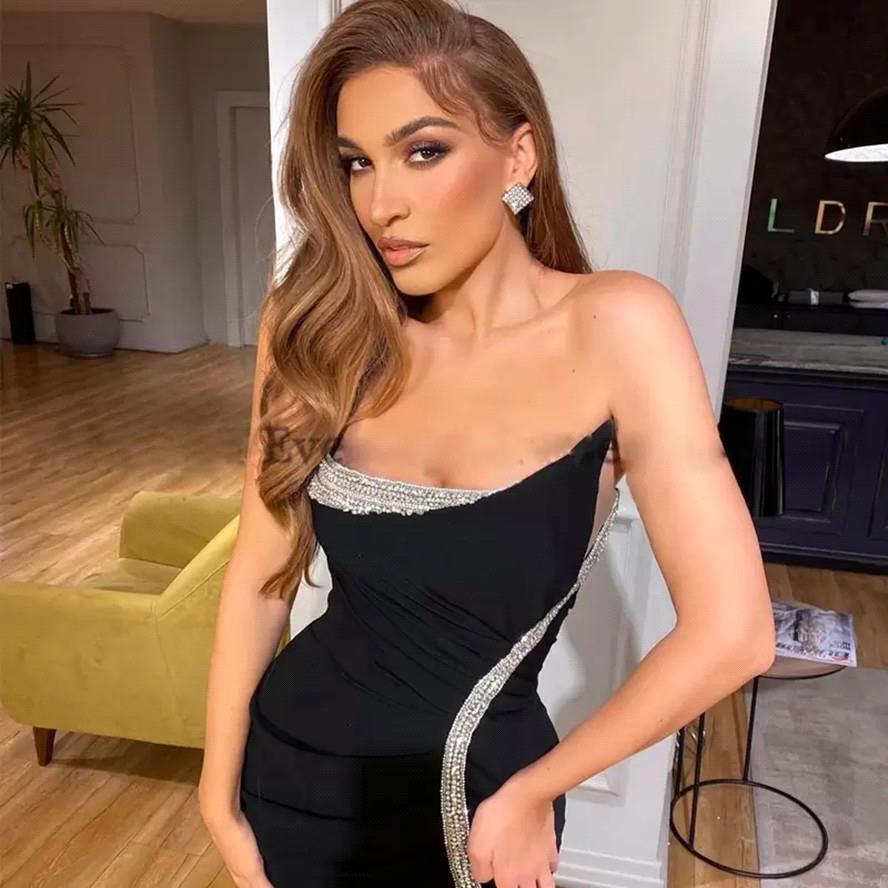 Strapless Black Long Mermaid Formal Prom Dress with Slit – BIZTUNNEL