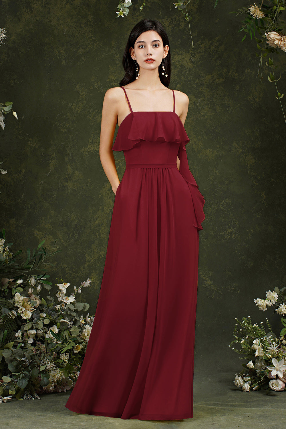 sachin and babi light blue dress Leely Women Black Chiffon Backless Long Bridesmaid Dress with Slit Sheath  Halter Summer Wedding Guest Dress main image 1