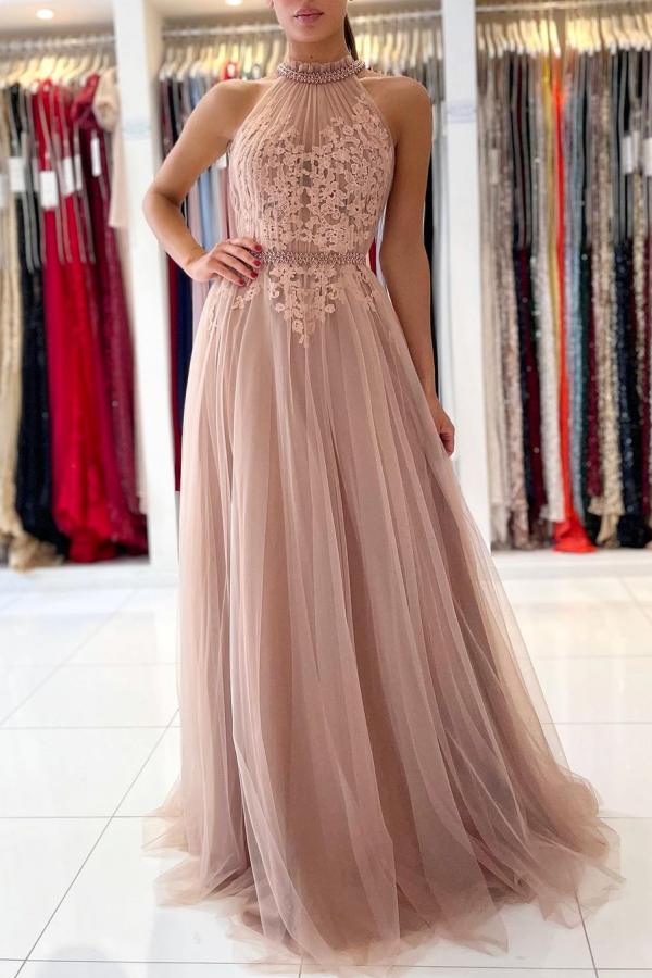navy blue dress for baby girl Amazing High Neck Sleeveless Prom Dress Mermaid Long Split