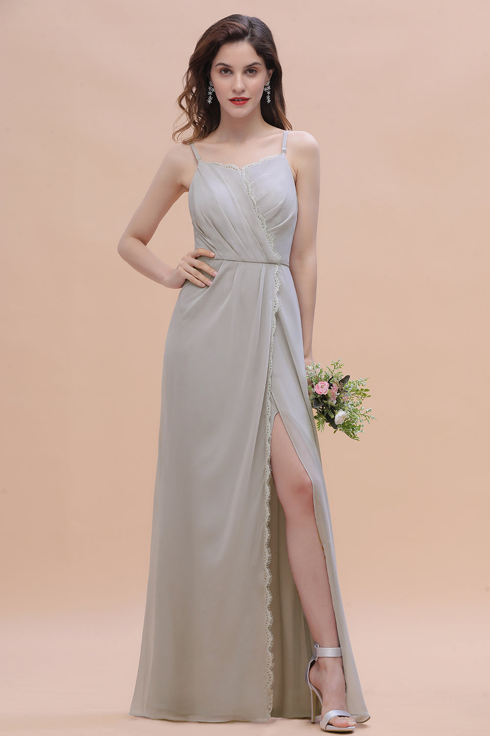 Stylish Long A-Line Chiffon Bridesmaid Dress With Slit Stylish Long A-Line Chiffon Bridesmaid Dress With Slit