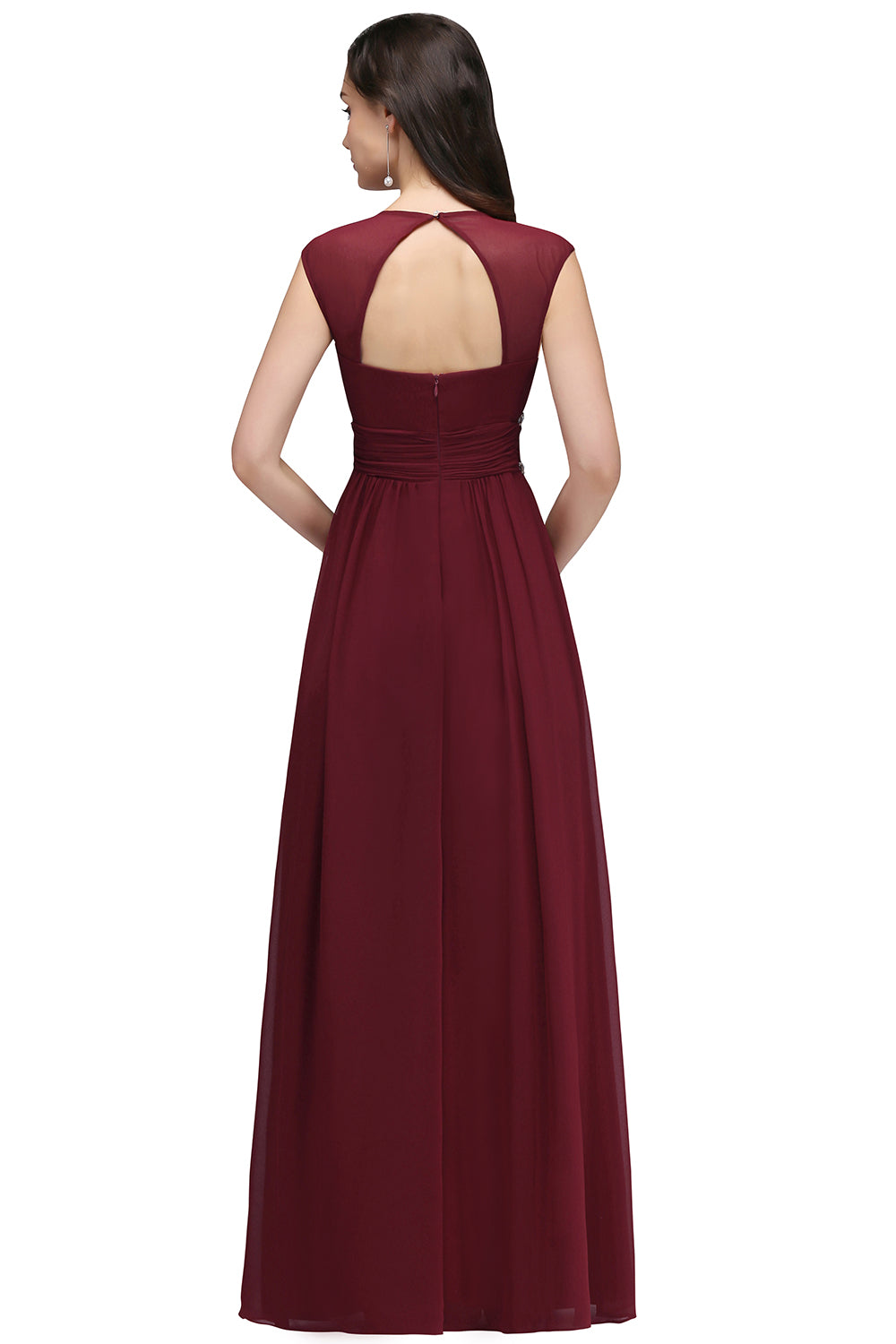 vintage burgundy bridesmaid dresses Vintage Empire Waist Wine Chiffon Bridesmaid Dress