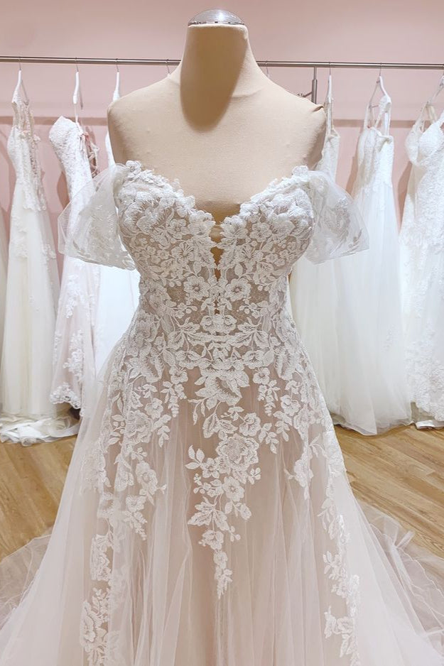 Vintage Long A-Line Off-the-Shoulder Sweetheart Backless Tulle Wedding Dress Vintage Long A-Line Off-the-Shoulder Sweetheart Backless Tulle Wedding Dress
