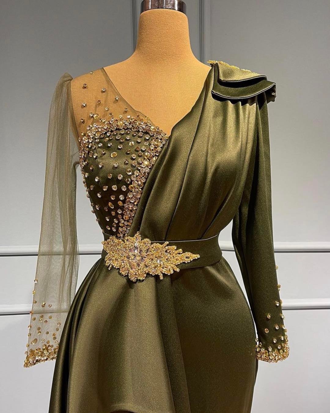 clarks mens brown dress shoes Vintage Long Mermaid V-neck Beading Satin Prom Dress with Sleeves