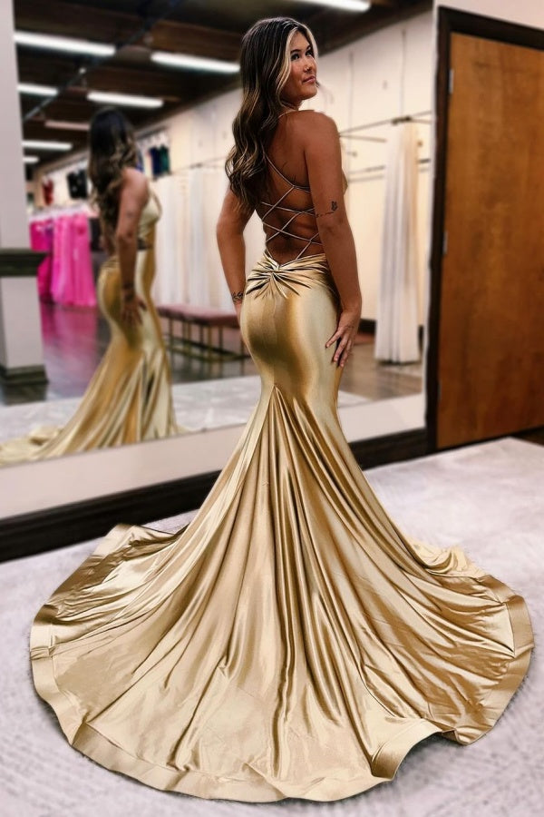Elegant Long Mermaid V-neck Backless Formal Prom Dresses Elegant Long Mermaid V-neck Backless Formal Prom Dresses