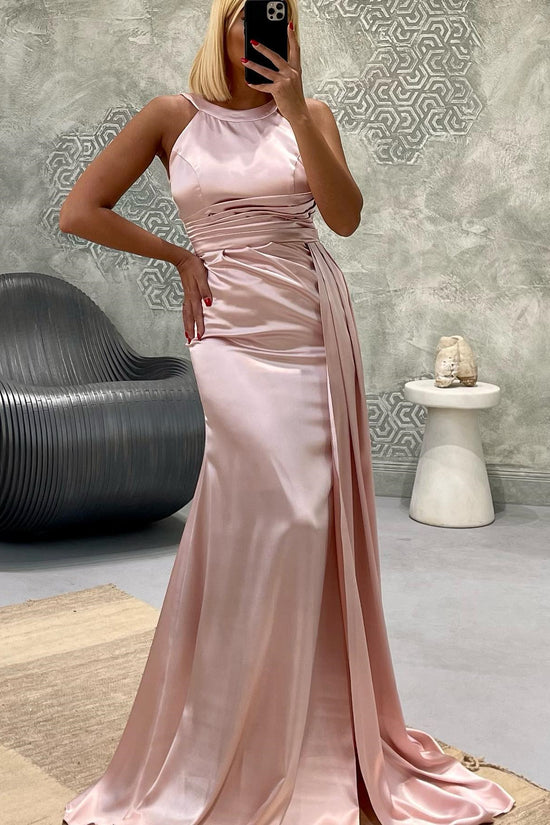 Elegant Jewel Strapless Mermaid Long Prom Dress With Pleated