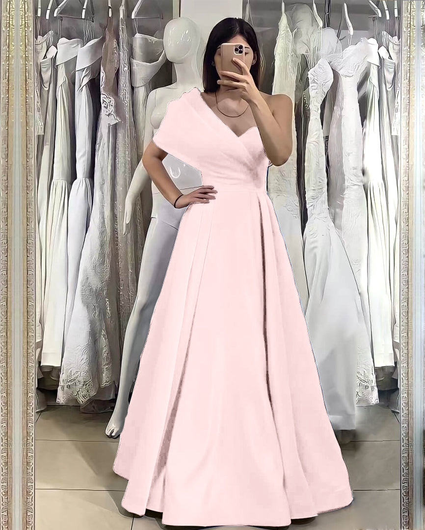 Biztunnel Elegant Royal Blue A line Sweetheart One Shoulder Formal Dress