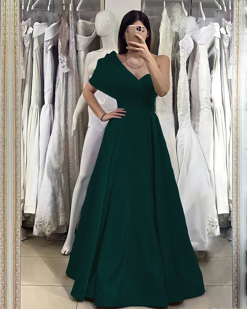Biztunnel Elegant Royal Blue A line Sweetheart One Shoulder Formal Dress