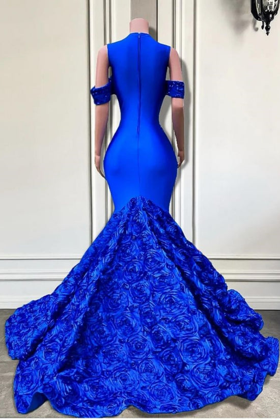 Charming Off-The-Shoulder Sequined Royal Blue Mermaid Prom Dresses