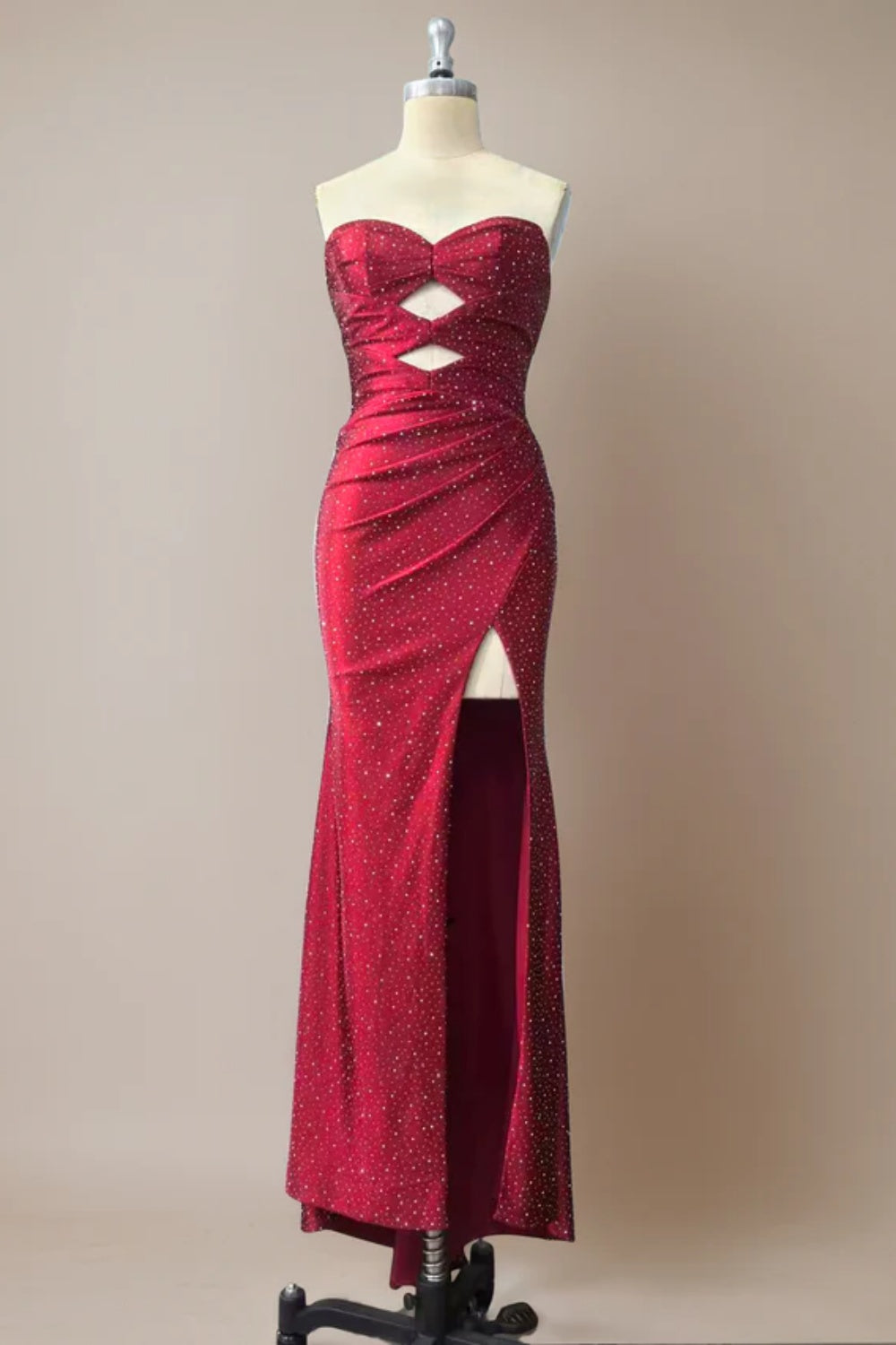 Biztunnel Sweetheart Sequined High-split Mermaid Prom Dress with Keyhole