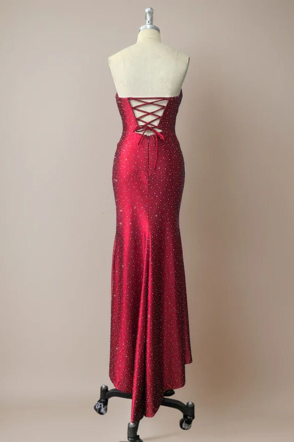 Biztunnel Sweetheart Sequined High-split Mermaid Prom Dress with Keyhole