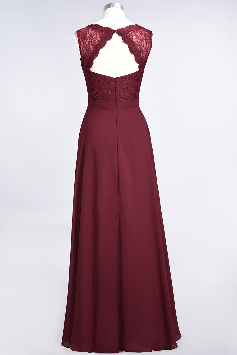 A-Line Chiffon Lace V-Neck Burgundy Long Bridesmaid Dress A-Line Chiffon Lace V-Neck Burgundy Long Bridesmaid Dress