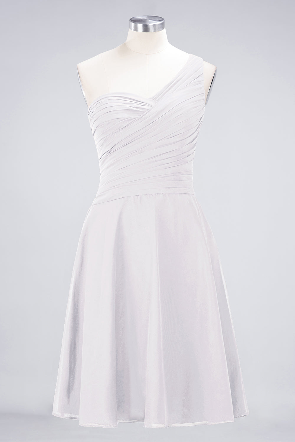 A-Line Chiffon One Shoulder Sweetheart Sleeveless Short Bridesmaid Dress-BIZTUNNEL