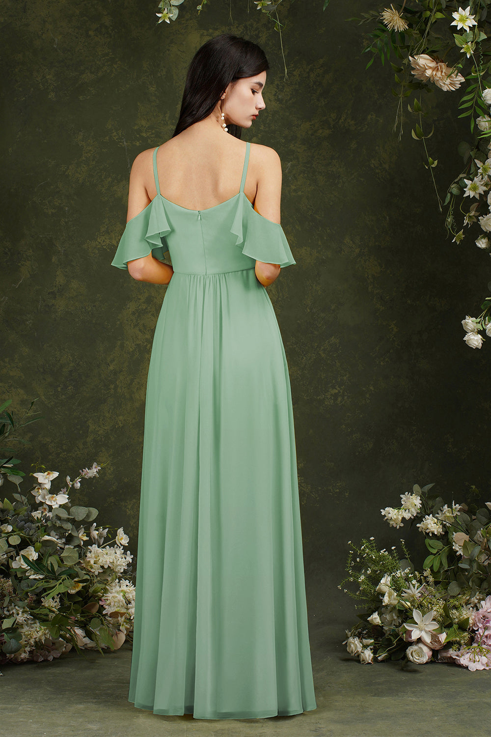 A-Line Chiffon Spaghetti Straps Long Bridesmaid Dress With Pockets – BIZTUNNEL