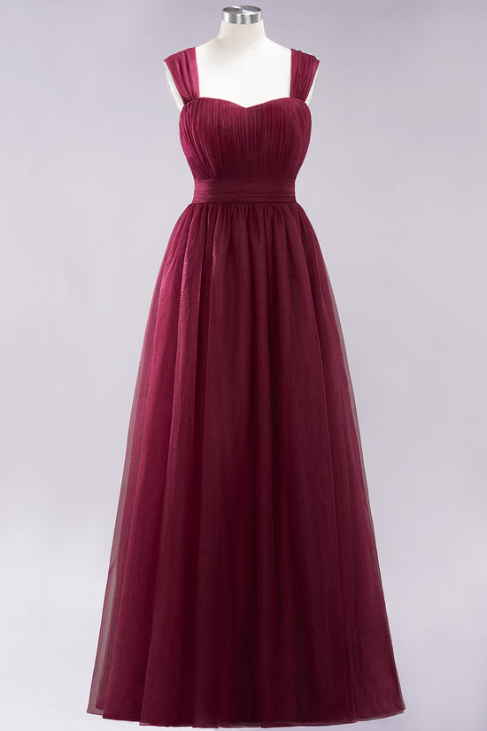 Load image into Gallery viewer, A-Line Chiffon Sweetheart Straps Sleeves Long Bridesmaid Dresses with Ruffles-BIZTUNNEL
