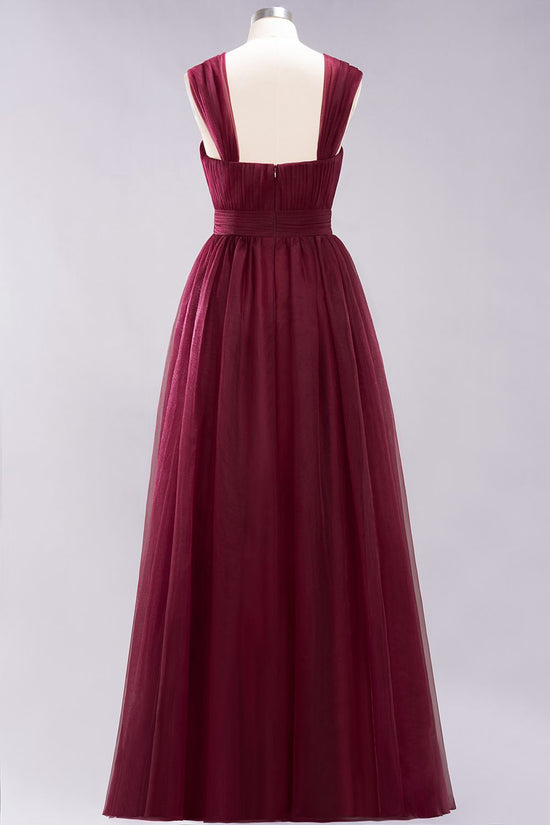 Load image into Gallery viewer, A-Line Chiffon Sweetheart Straps Sleeves Long Bridesmaid Dresses with Ruffles-BIZTUNNEL
