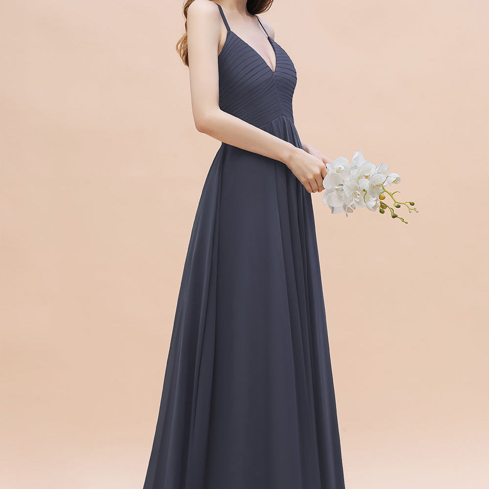 A-Line Chiffon V-Neck Bridesmaid Dress Classy Long Evening Dress with Pockets A-Line Chiffon V-Neck Bridesmaid Dress Classy Long Evening Dress with Pockets