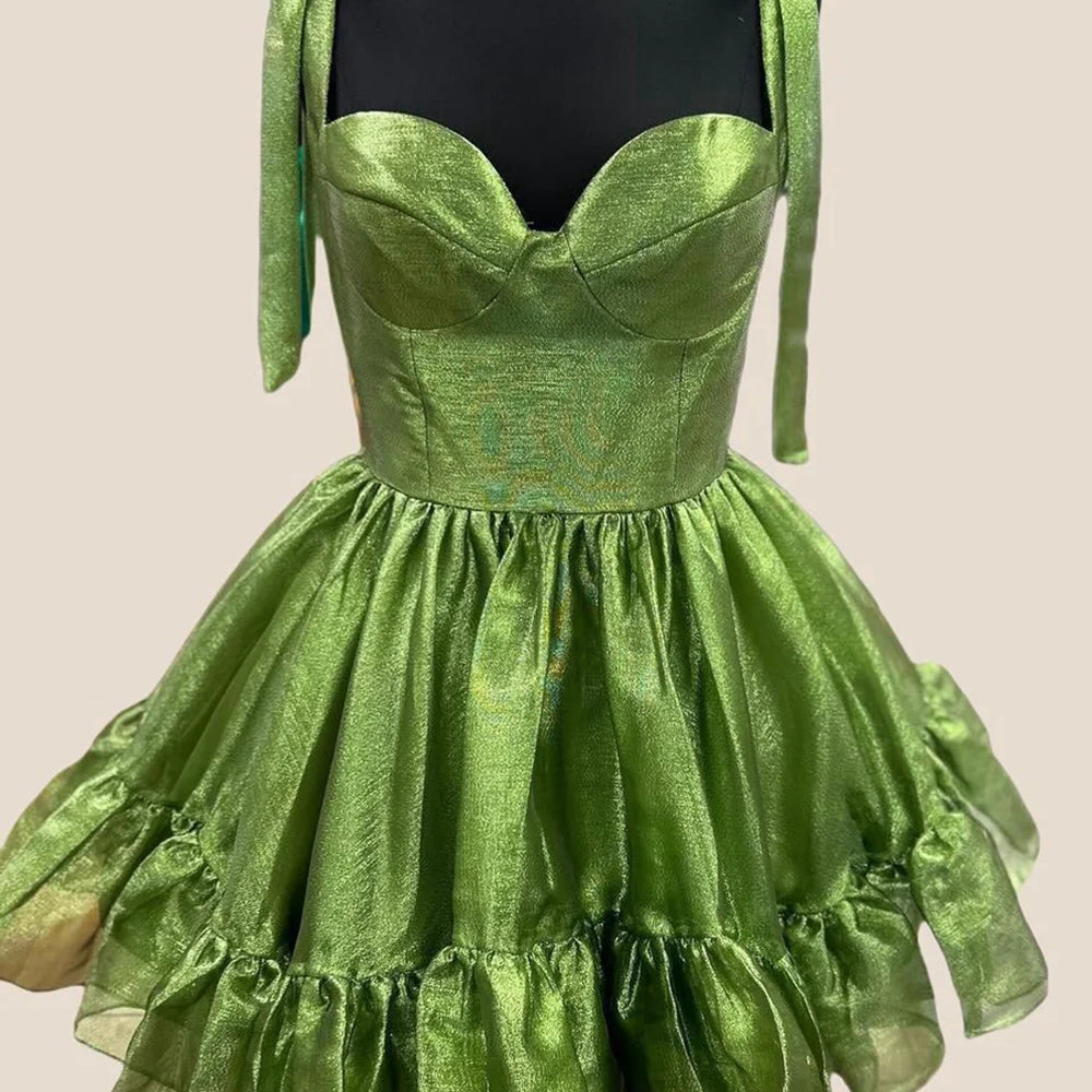 A-Line Kelly Green Short Homecoming Dress with Bow BIZTUNNEL A-Line Kelly Green Short Homecoming Dress with Bow BIZTUNNEL