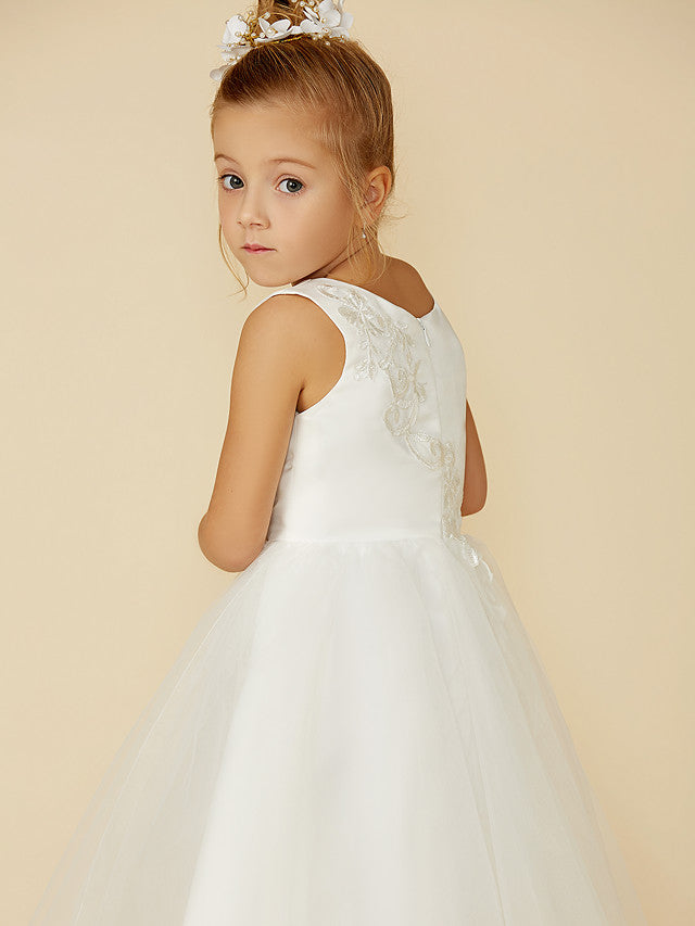 A-Line Party Dresses Sparkle & Shine Dress Wedding Guest Birthday Floor Length Sleeveless Jewel Neck Tulle with Sequin main image 1