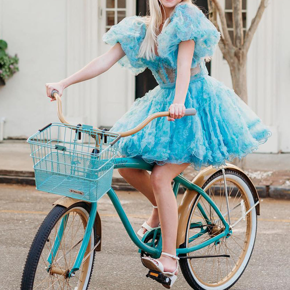 
                  
                     A-Line Off The Shoulder Pink Corset Floral Short Homecoming Dress
                  
                