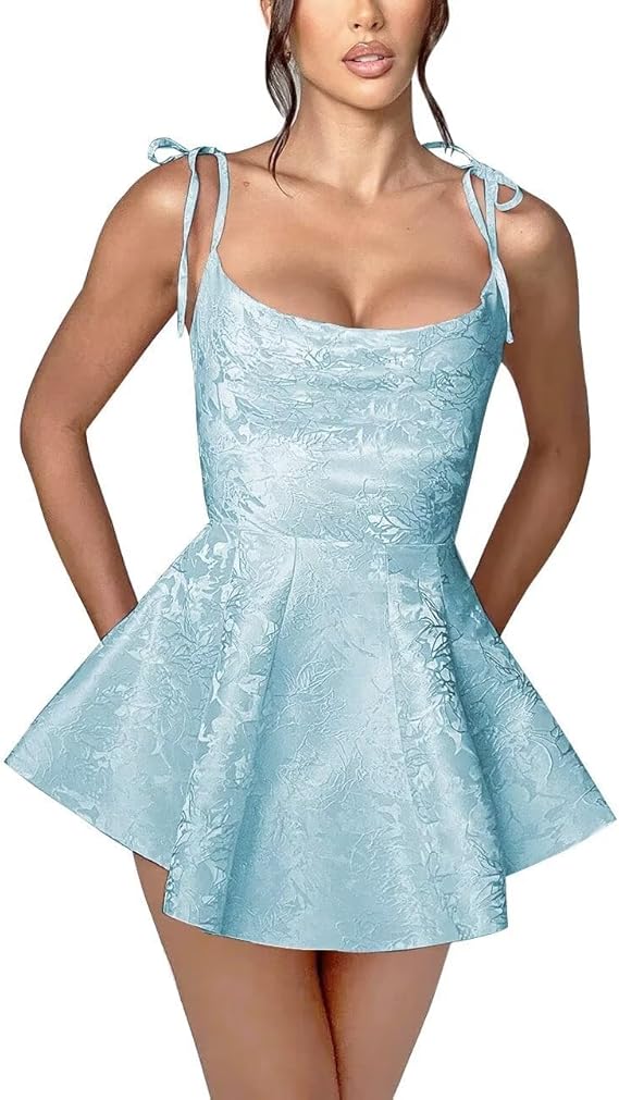 A-line Short Homecoming Dress Spaghetti Straps Satin Sleeveless Party Dress Jacquard Party Dresses A-line Short Homecoming Dress Spaghetti Straps Satin Sleeveless Party Dress Jacquard Party Dresses