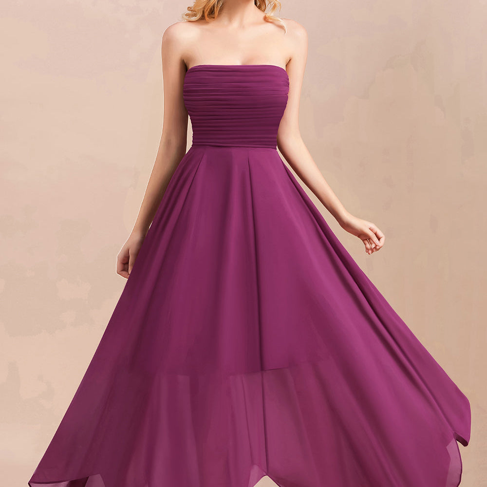 
                  
                    A-Line Strapless Backless Evening Party Dress Charming Chiffon Bridesmaid Dress-BIZTUNNEL
                  
                