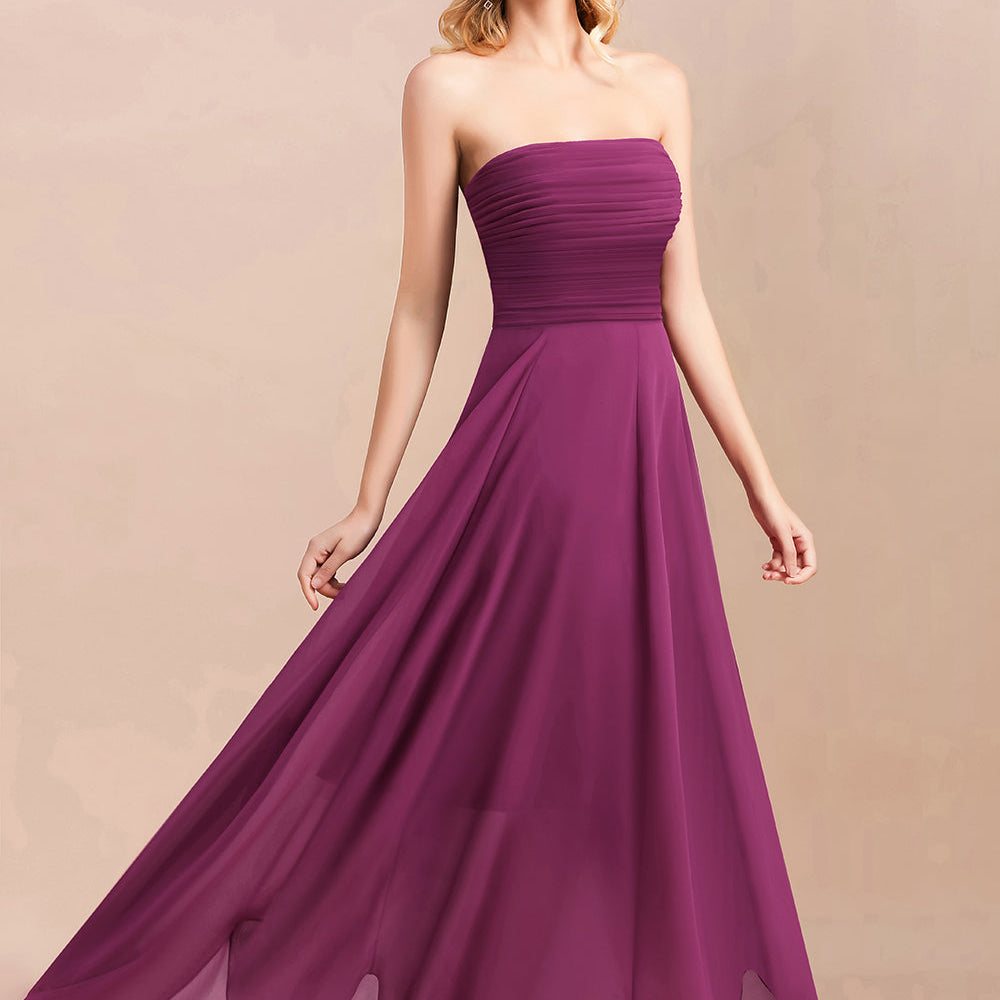 
                  
                    A-Line Strapless Backless Evening Party Dress Charming Chiffon Bridesmaid Dress-BIZTUNNEL
                  
                