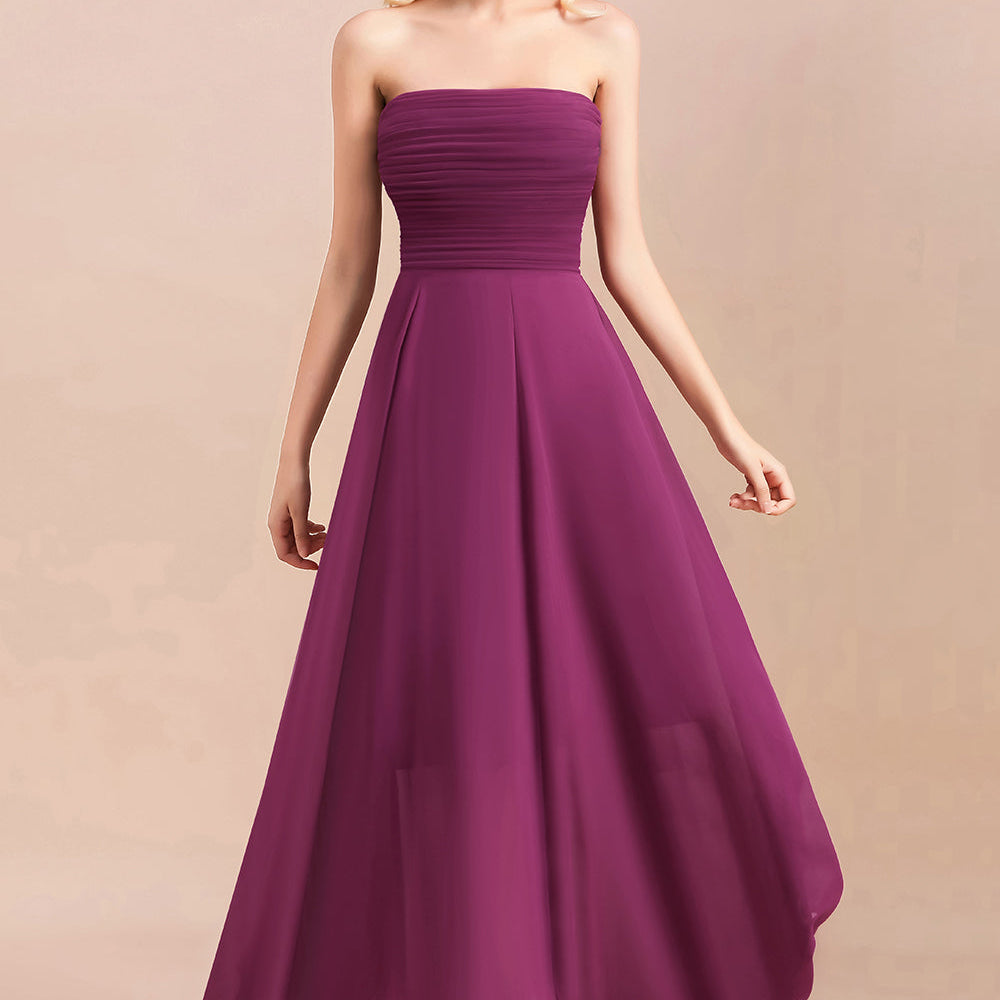 
                  
                    A-Line Strapless Backless Evening Party Dress Charming Chiffon Bridesmaid Dress-BIZTUNNEL
                  
                