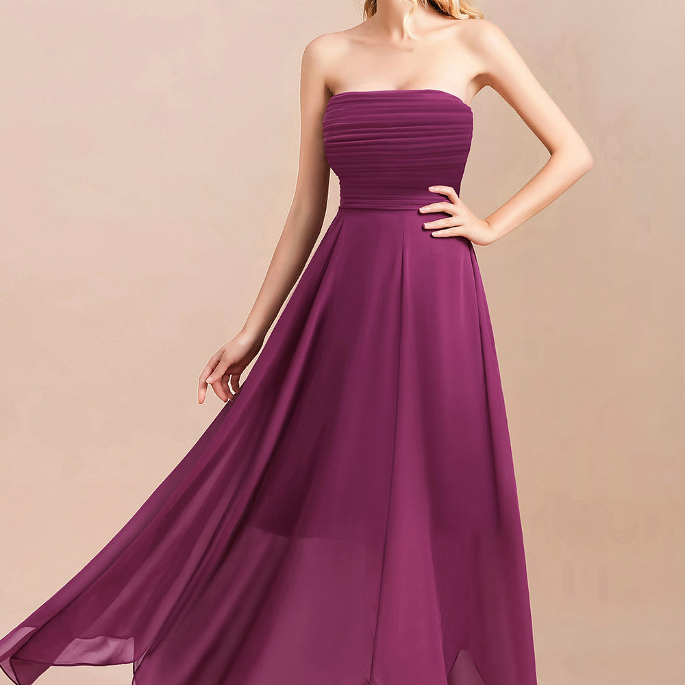 
                  
                    A-Line Strapless Backless Evening Party Dress Charming Chiffon Bridesmaid Dress-BIZTUNNEL
                  
                