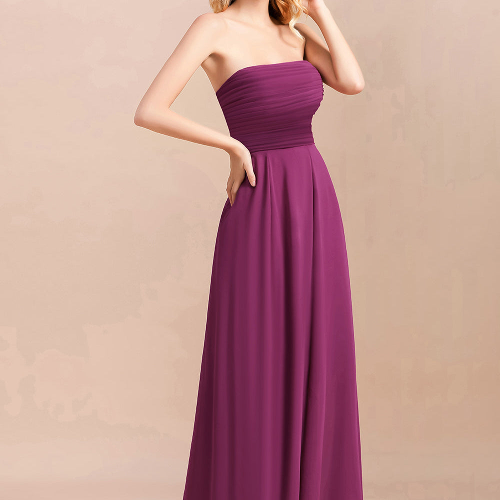 
                  
                    A-Line Strapless Backless Evening Party Dress Charming Chiffon Bridesmaid Dress-BIZTUNNEL
                  
                