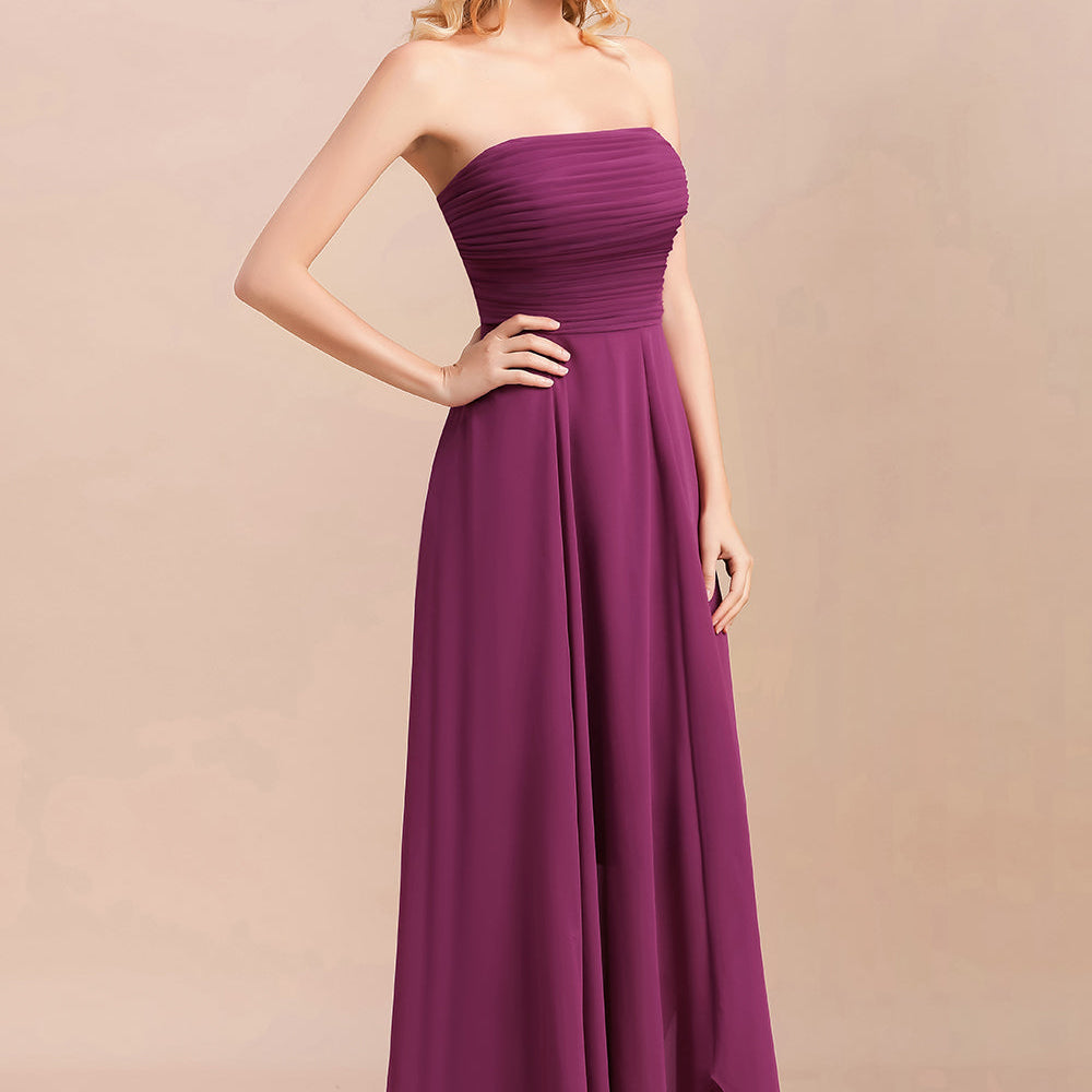 
                  
                    A-Line Strapless Backless Evening Party Dress Charming Chiffon Bridesmaid Dress-BIZTUNNEL
                  
                