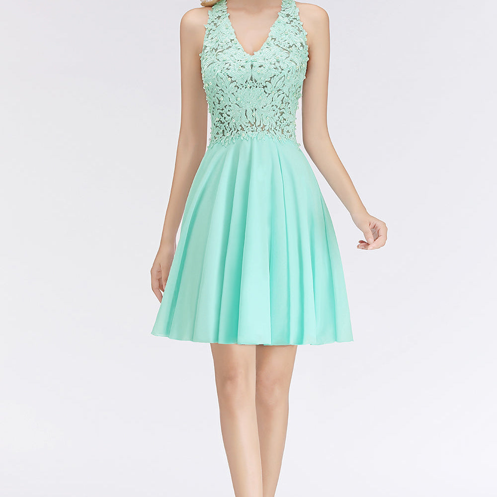 pale blue short bridesmaid dresses Simple One Shoulder Chiffon Short Sky Blue Bridesmaid Dress FancyVestido