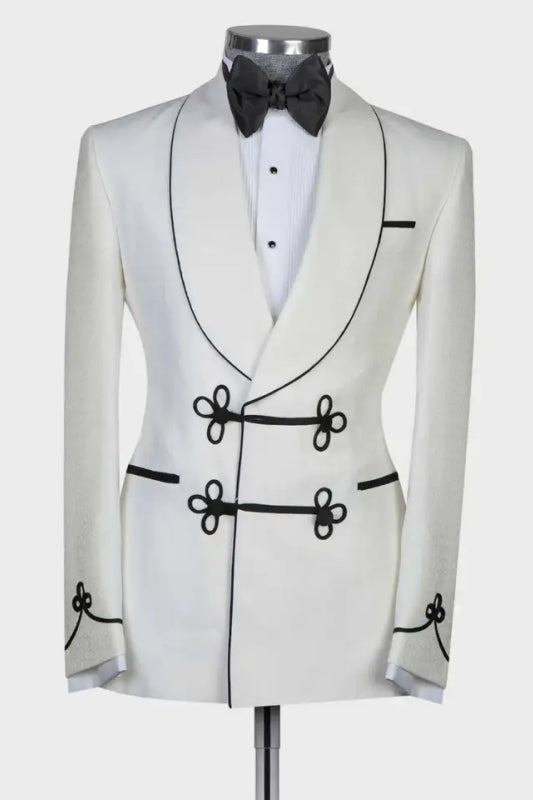 Abel Fancy White Shawl Lapel Two Pieces Men Suits For Wedding