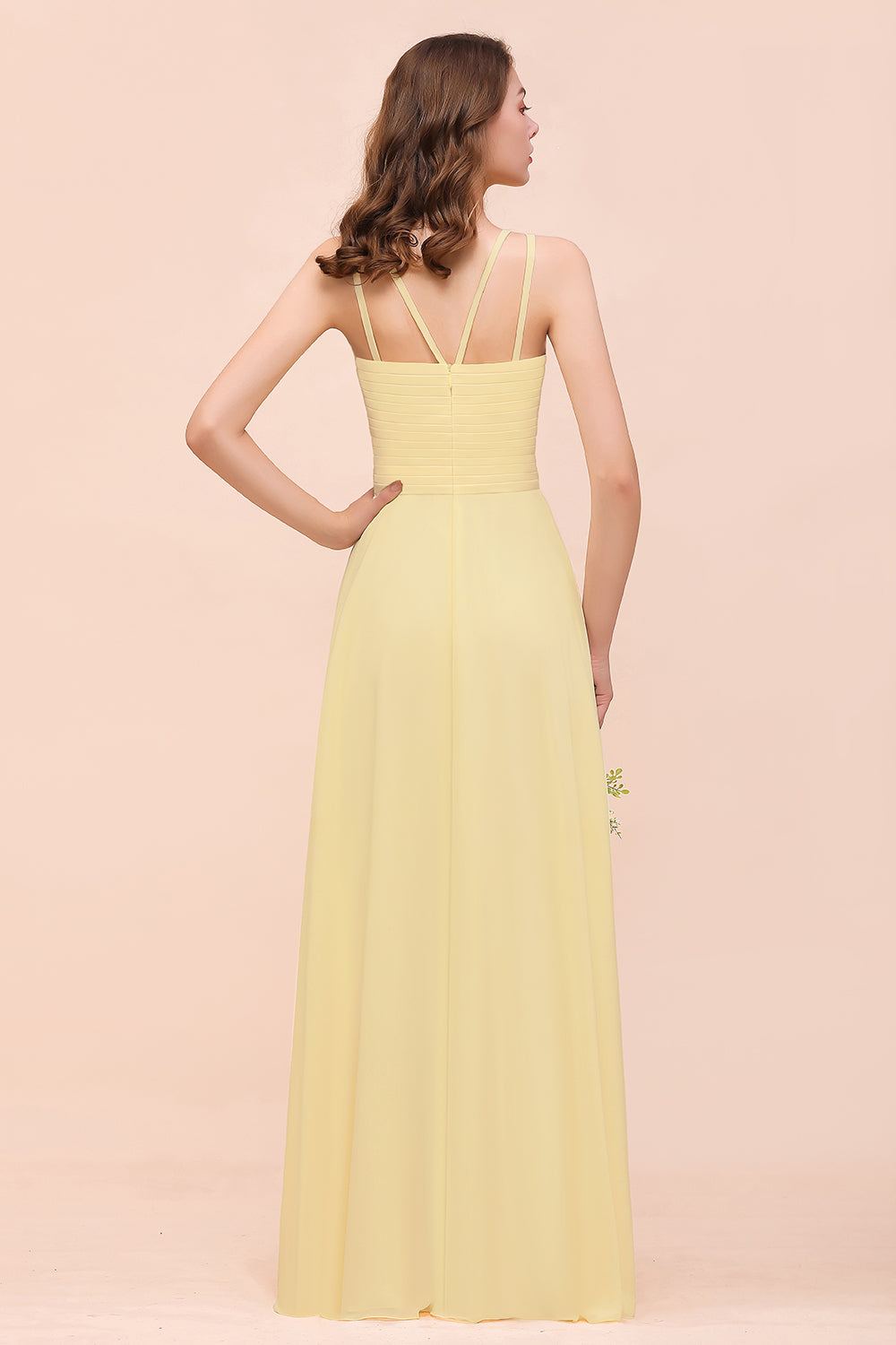 Two Layers Chiffon Top Long Bridesmaid Dress Daffodil Plus Size