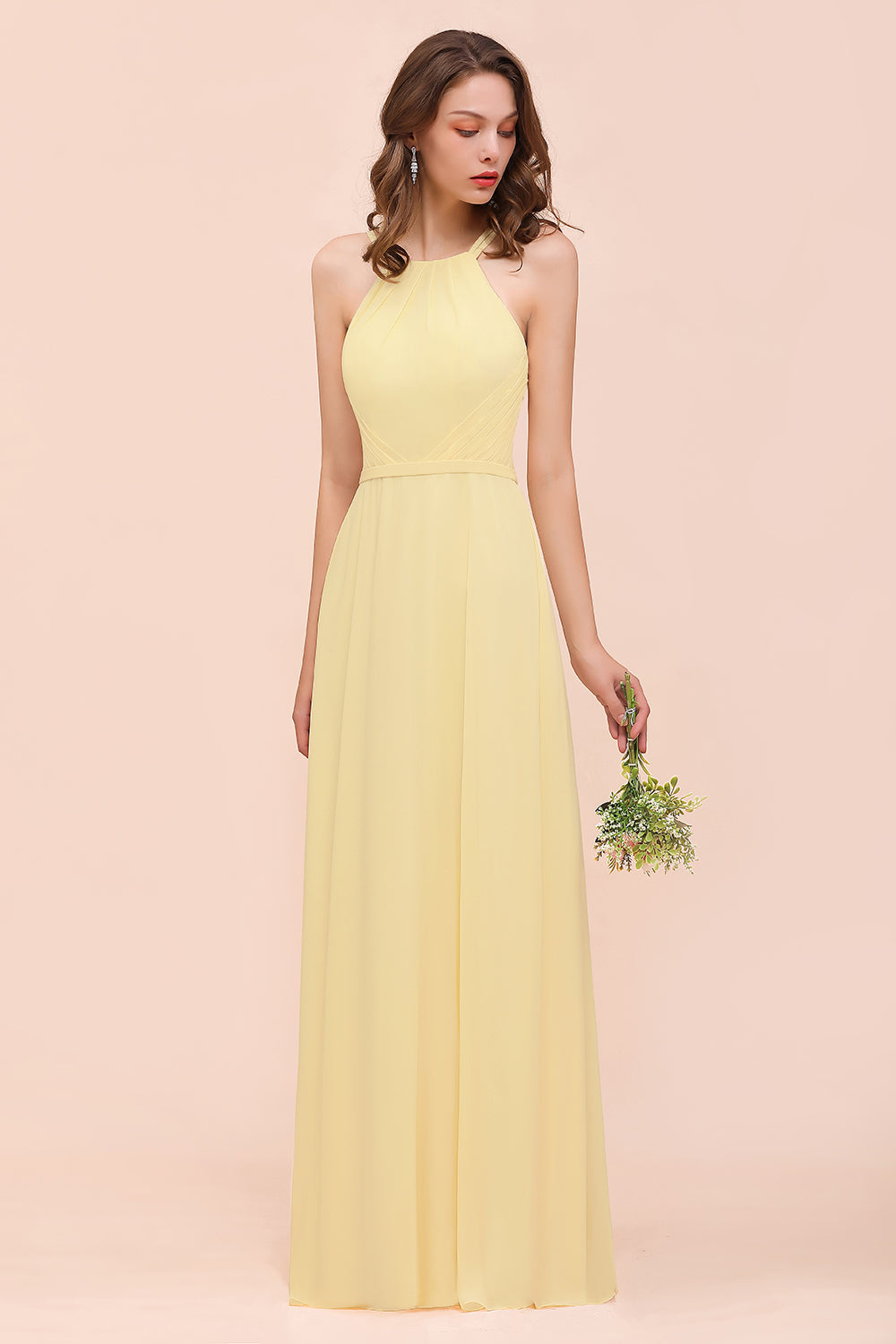 Daffodil A-Line Chiffon Sweetheart Ruffled Long Prom Dress main image 0