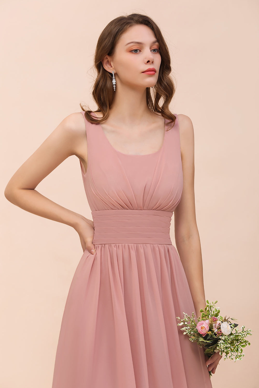 Affordable Long A-line Sleeveless Chiffon Mauve Bridesmaid Dress Affordable Long A-line Sleeveless Chiffon Mauve Bridesmaid Dress