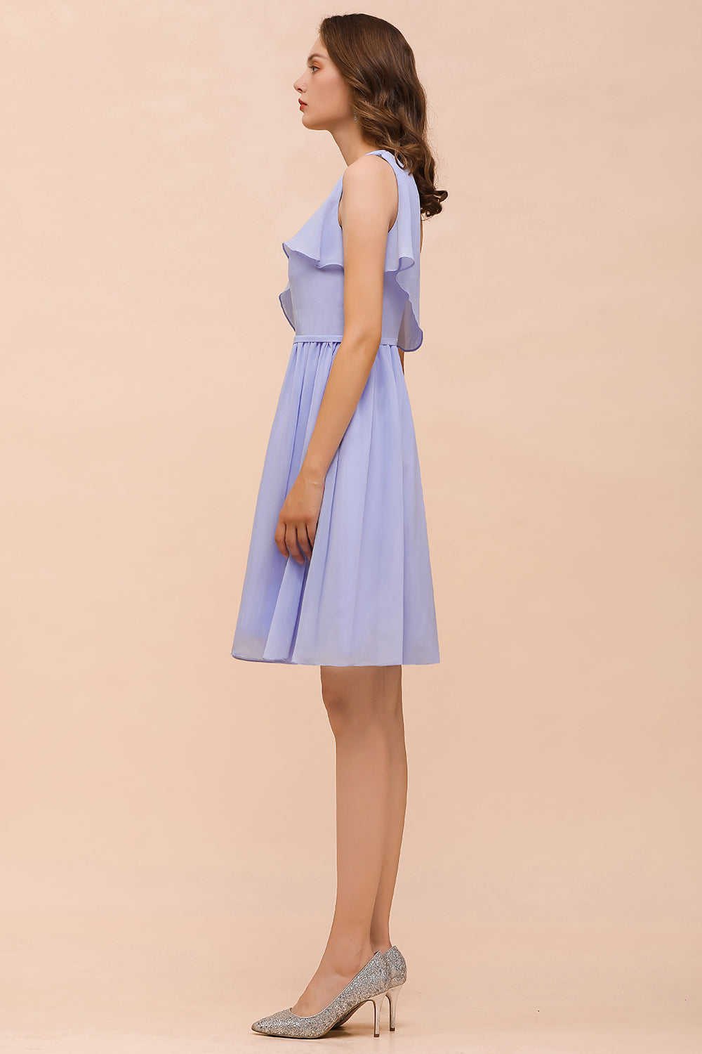 Affordable Short A-line One Shoulder Ruffle Chiffon Lavender Bridesmaid Dress Affordable Short A-line One Shoulder Ruffle Chiffon Lavender Bridesmaid Dress