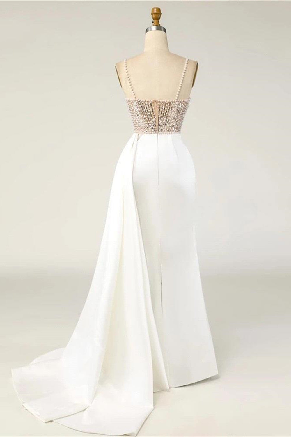 Pretty Mermaid Strapless Satin Long Evening Dress Sequin Prom Dresses With Bow C3448 main image 1