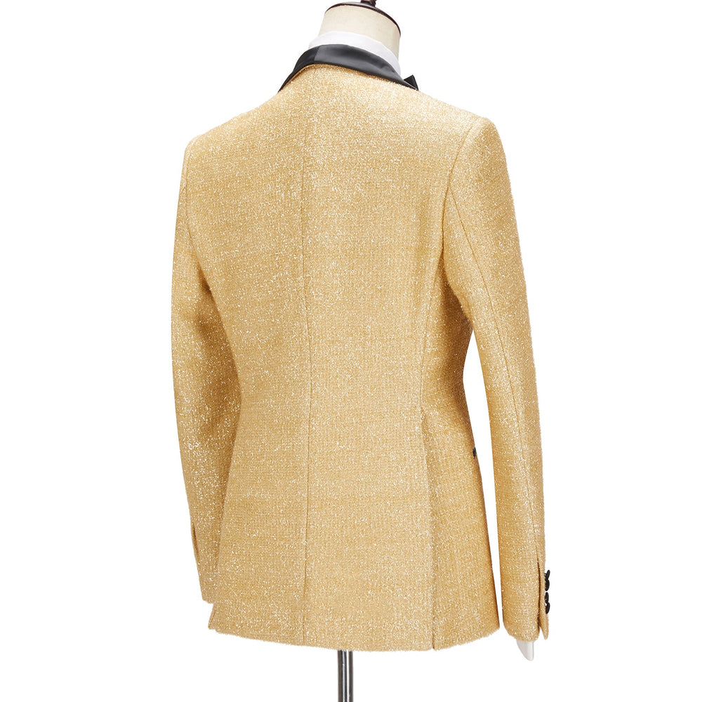 
                  
                    Andrew Sparkly Golden Shawl Lapel Three Pieces Men Suits For Wedding
                  
                