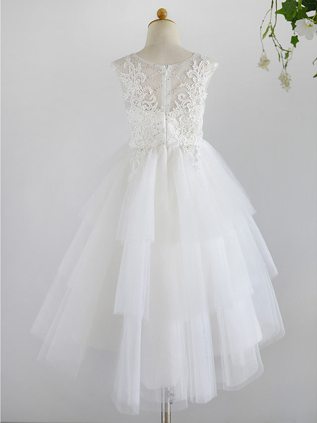 
                  
                    Ball Gown Lace Tulle Sleeveless Jewel Neck Asymmetrical Wedding First Communion Birthday Flower Girl Dresses-BIZTUNNEL
                  
                