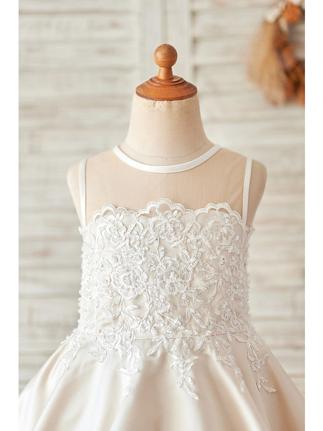 
                  
                    Ball Gown Satin Sleeveless Jewel Neck Wedding Birthday Flower Girl Dresses-BIZTUNNEL
                  
                