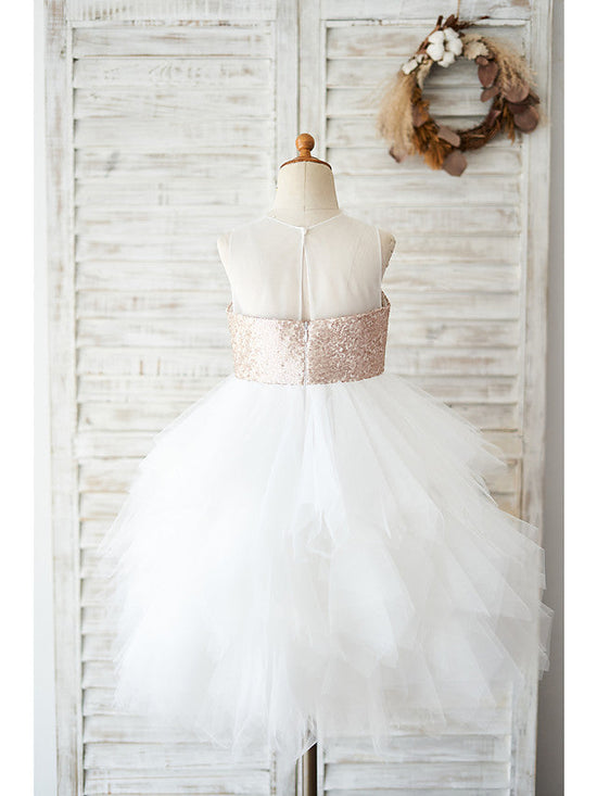 Ball Gown Tulle Sequined Sleeveless Jewel Neck Wedding Birthday Flower Girl Dresses-BIZTUNNEL