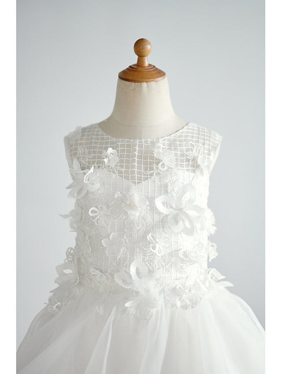 Charger l&amp;#39;image dans la galerie, Ball Gown Tulle Sleeveless Jewel Neck Wedding Birthday Flower Girl Dresses-BIZTUNNEL
