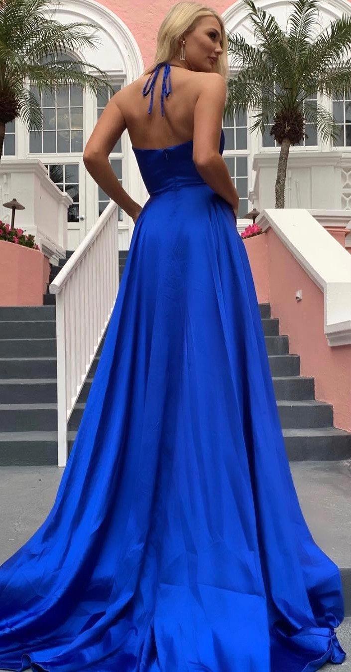 Beautiful A-line V-neck Stretch Satin Backless Long Prom Dress with Sl BIZTUNNEL Beautiful A-line V-neck Stretch Satin Backless Long Prom Dress with Sl BIZTUNNEL