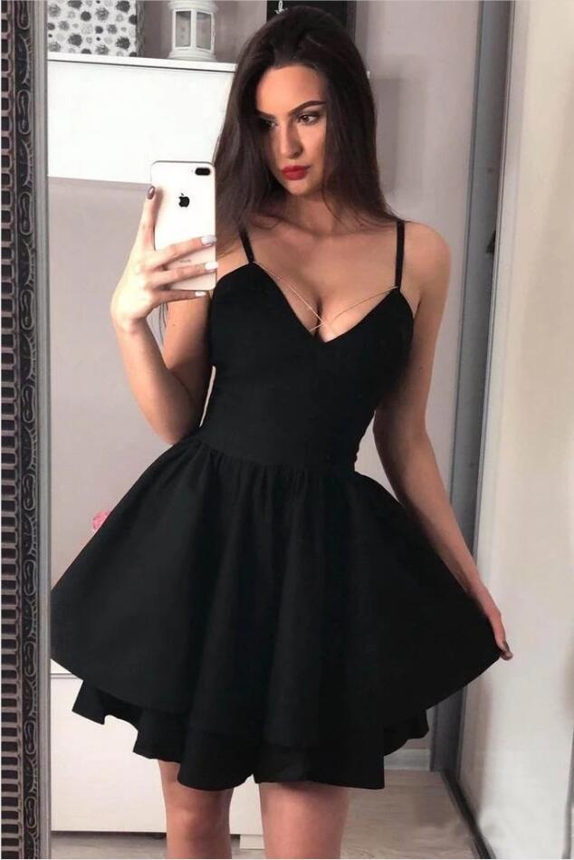 Carregar imagem no visualizador da galeria, Beautiful Black Short A-line Sweetheart Prom Dresses-BIZTUNNEL
